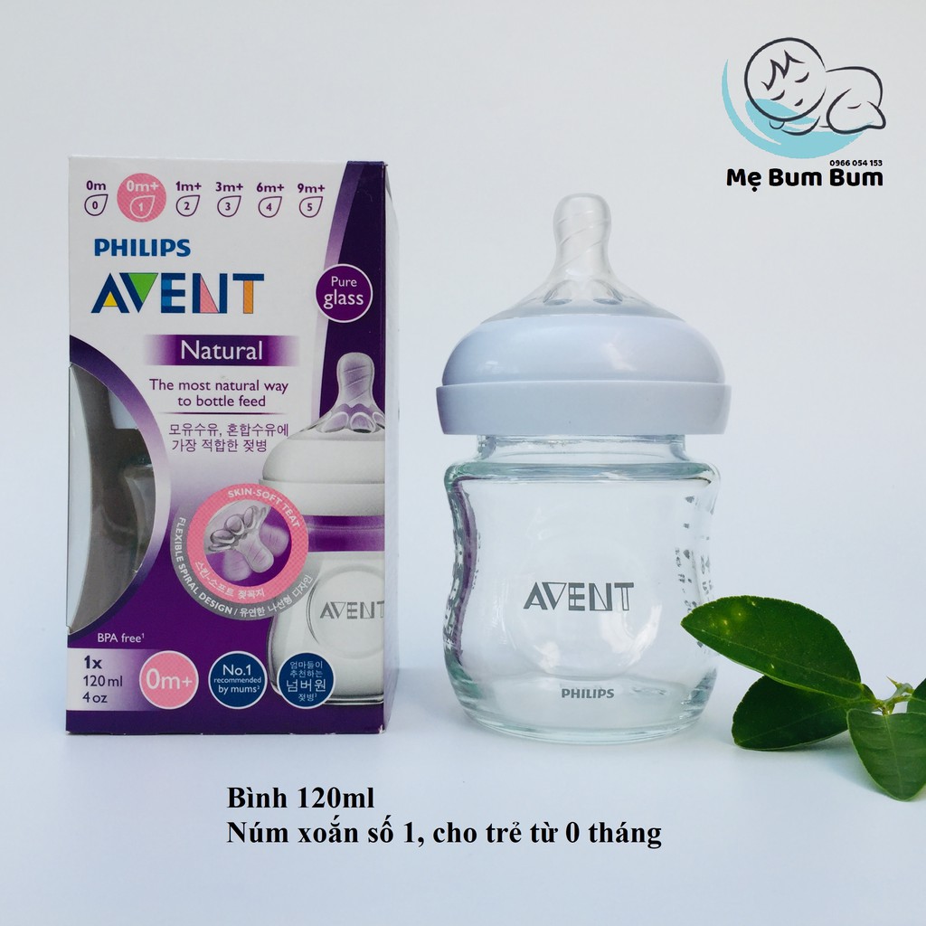 Bình Sữa Thủy Tinh Avent Natural 120-240 ml