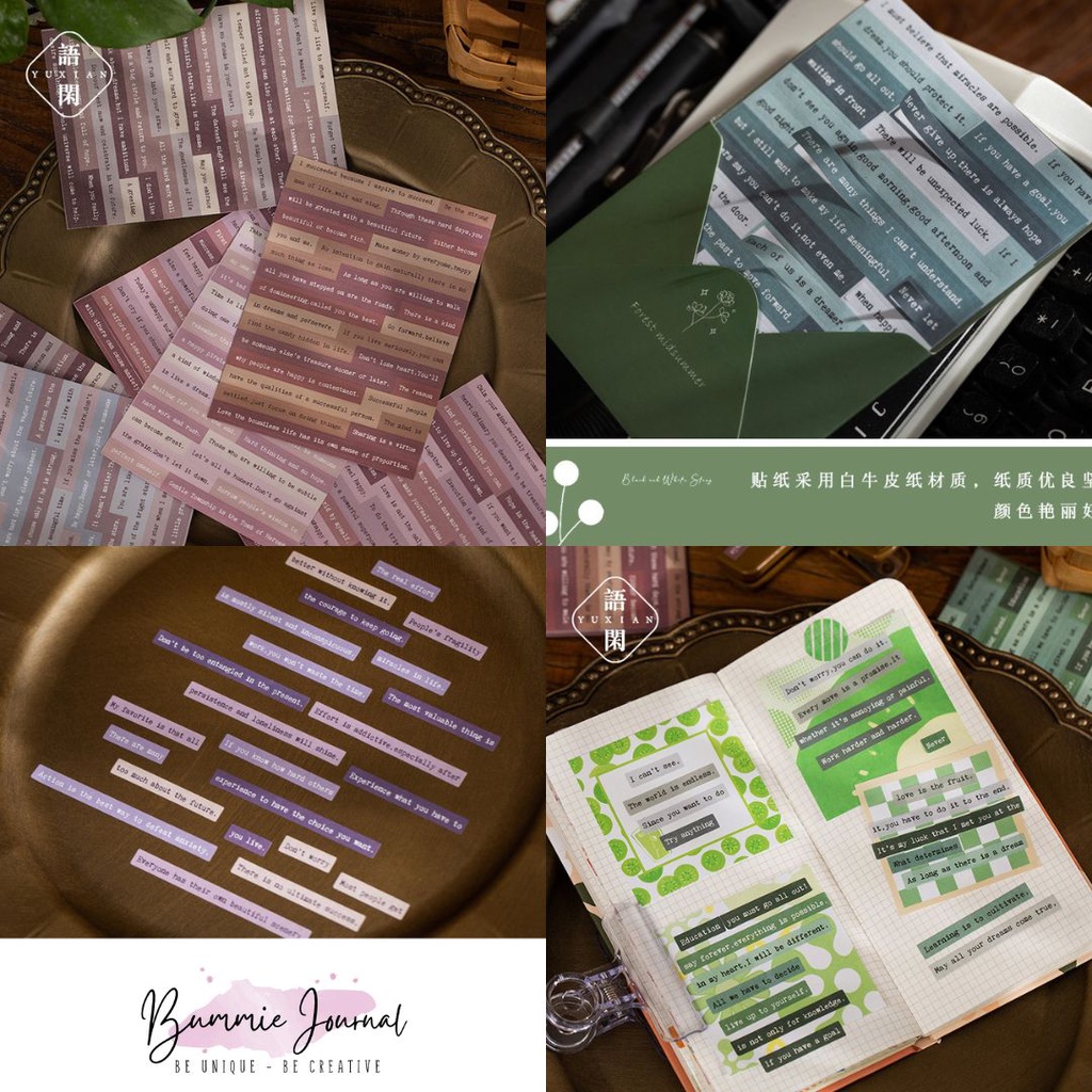 Set 6 tấm sticker chữ nghệ thuật nhiều màu sắc trang trí sổ journal