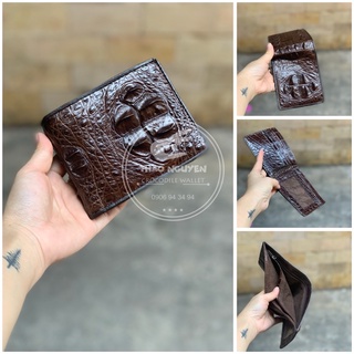 Bóp ví tiền nam da cá sấu thật 2 mặt màu nâu đất - Cá Sấu Thảo Nguyên