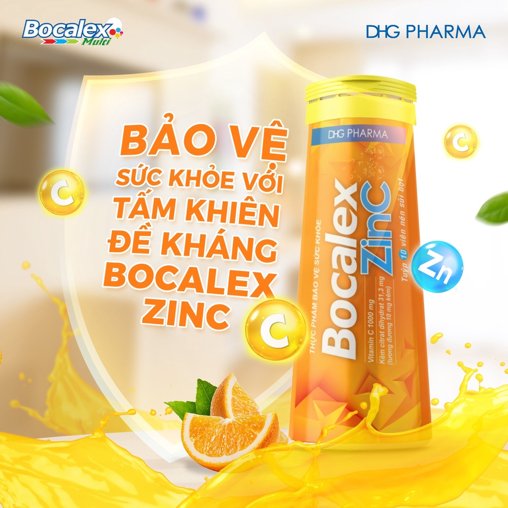 Viên bổ sủi bọt Bocalex ZinC – Bổ sung vitamin C và Kẽm, tăng cường sức đề kháng, phục hồi sức khỏe, giảm mệt mỏi