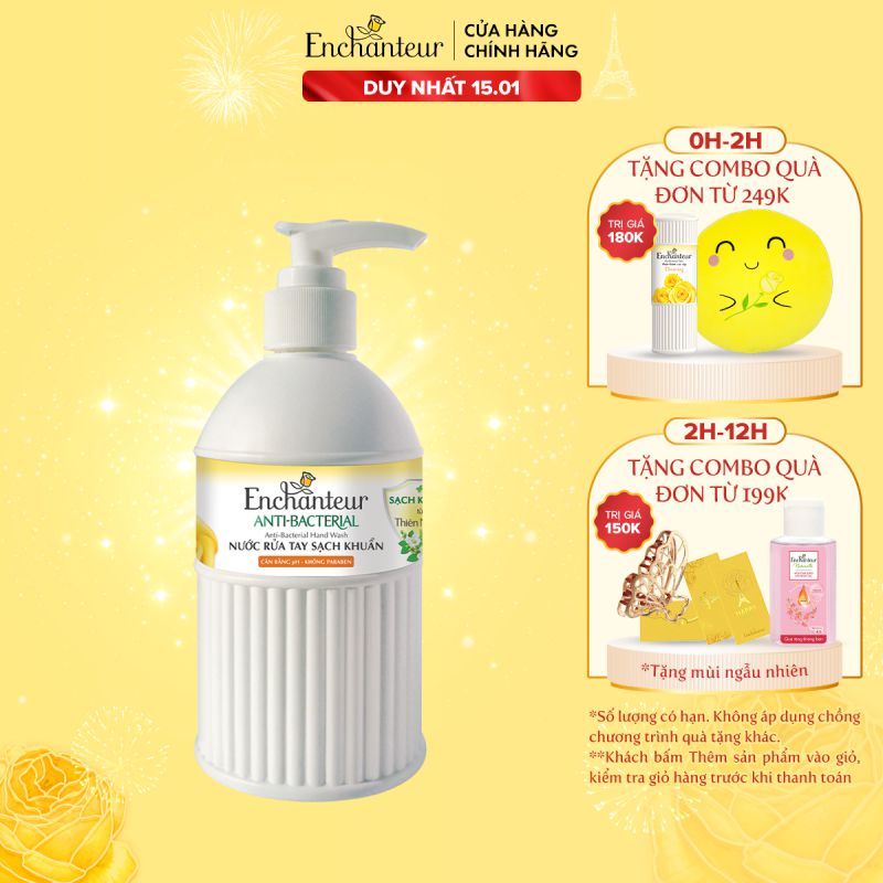 Nước rửa tay sạch khuẩn từ thiên nhiên Enchanteur Charming Anti-Bacterial 300gr