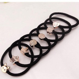 Combo 100 Chun buộc tóc Hàn Quốc - Thun cột tóc dây đen nhiều hình dễ thương