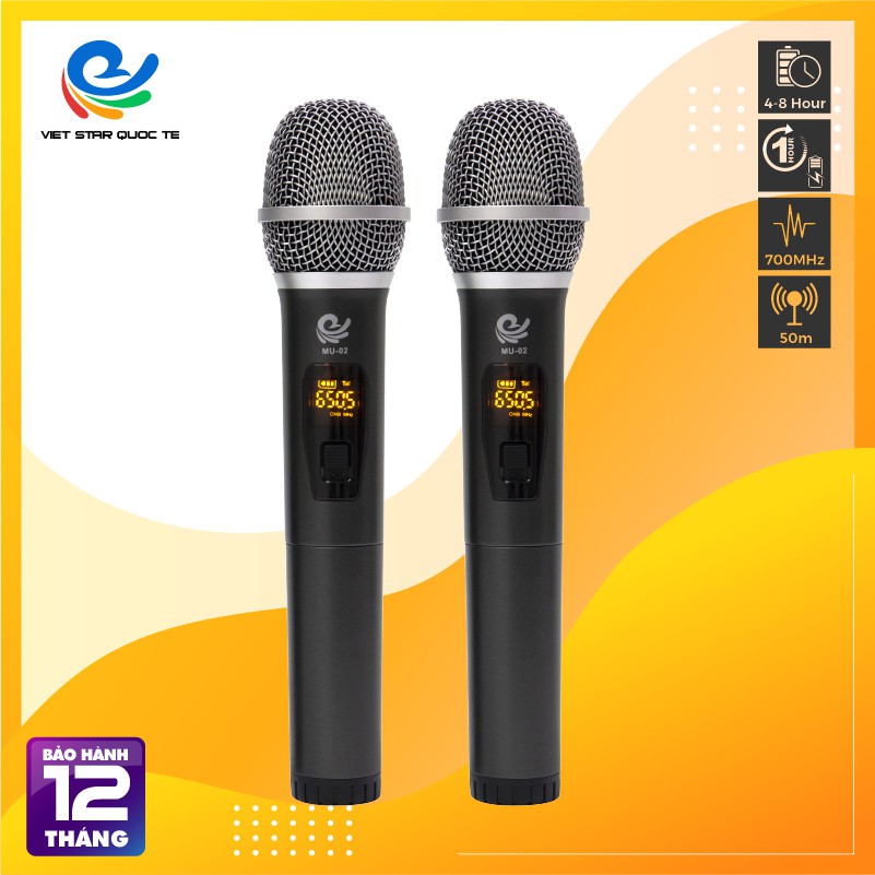 [Mã ELMS5 giảm 7% đơn 300K] Micro Không Dây - Mích Hát Karaoke MU02 ĐEN- Chuyên Dành Cho Mọi Loa Kéo, Âm Ly - Tần Số 50