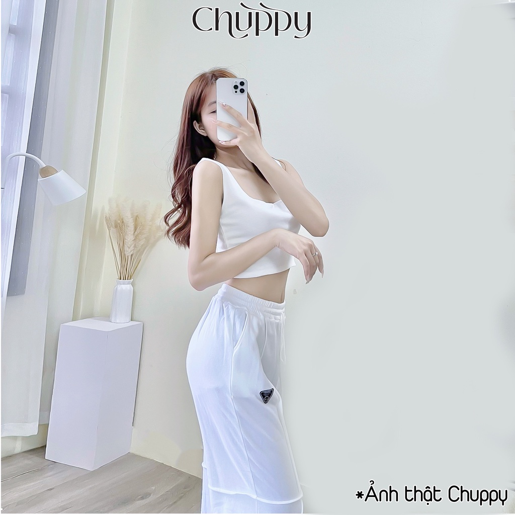 Quần jogger nữ ống rộng spun unisex vải cá - CHUPPY HX06