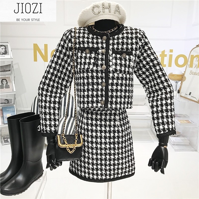 [Hàng có sẳn] Set dạ tweed JIOZI thời trang Hàn Quốc D03 | BigBuy360 - bigbuy360.vn