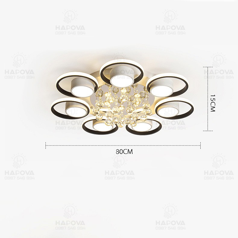 Đèn ốp trần phòng khách bằng pha lê HAPOVA SAPER 0908
