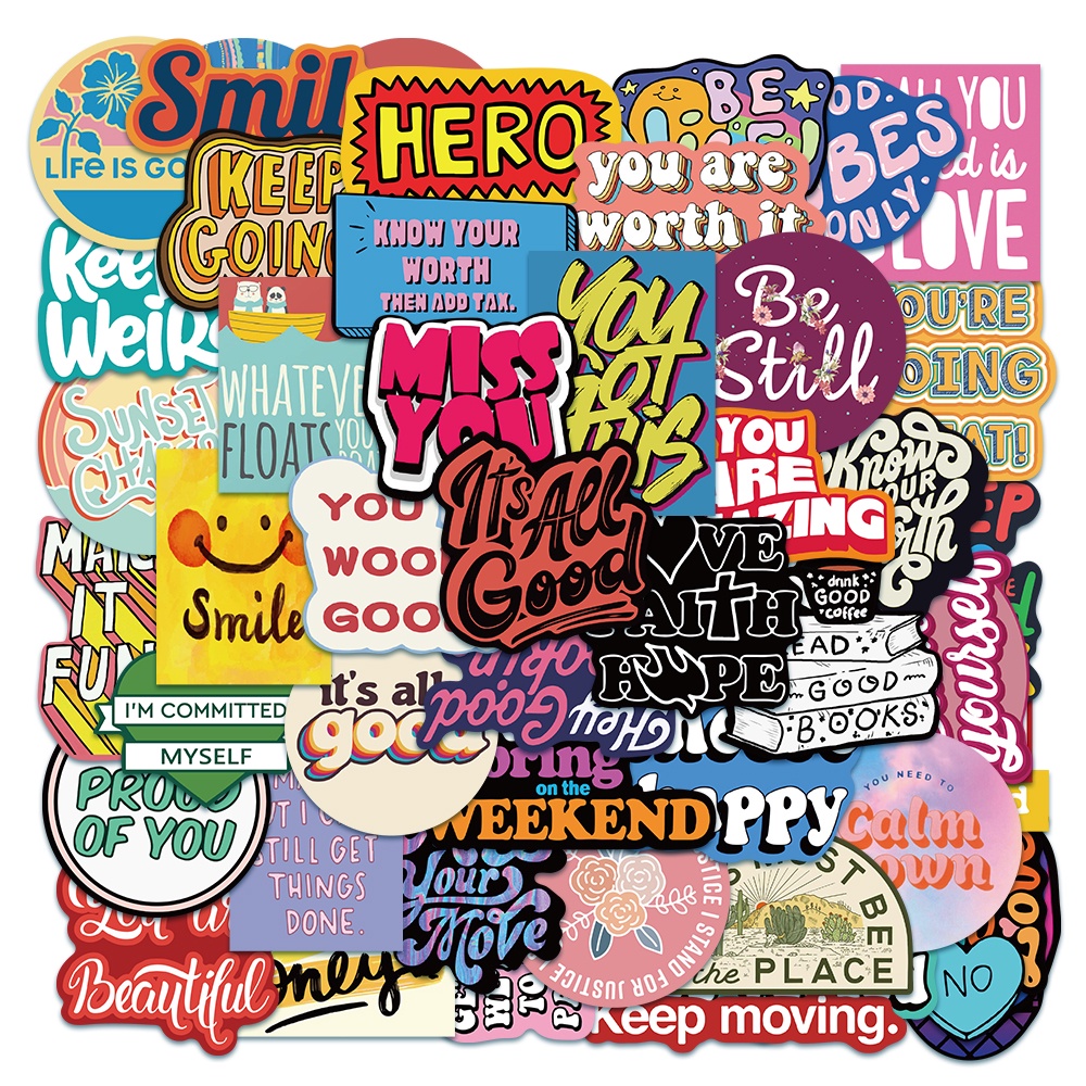 Bộ 10/50 Miếng Dán Sticker Trang Trí Chống Thấm Nước Họa Tiết Hoạt Hình
