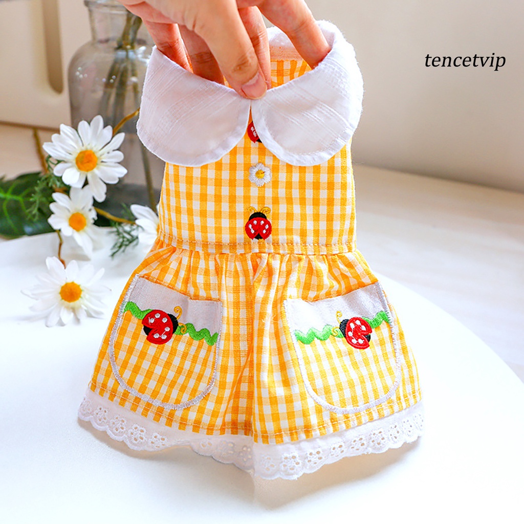 Đầm sát nách họa tiết côn trùng/ côn trùng màu vàng thời trang mùa hè cho cún cưng