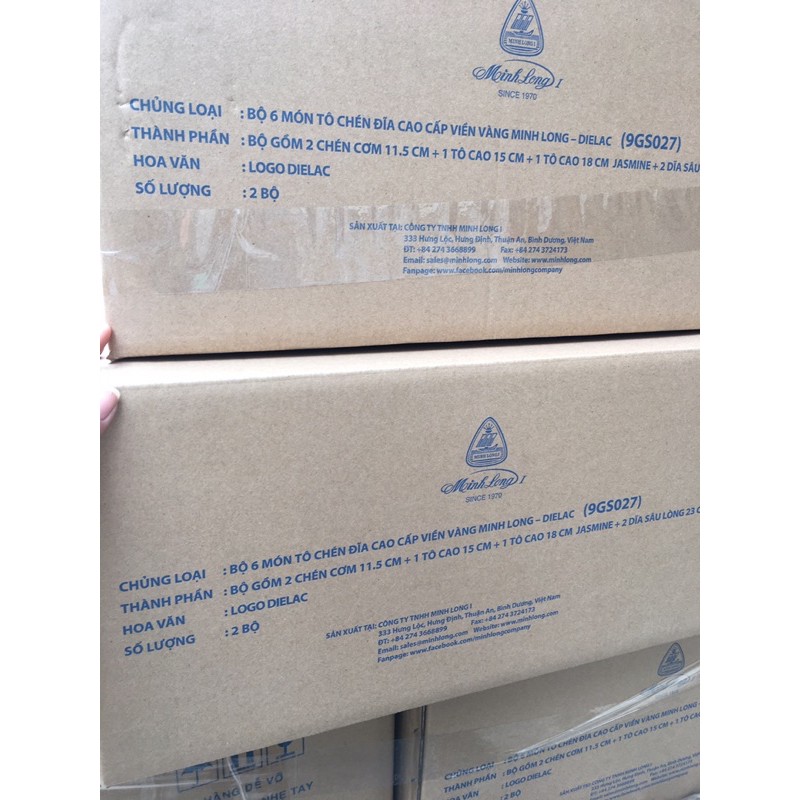 👍🧸 BỘ 6 MÓN TÔ CHÉN DĨA CAO CẤP MINH LONG 👍👍