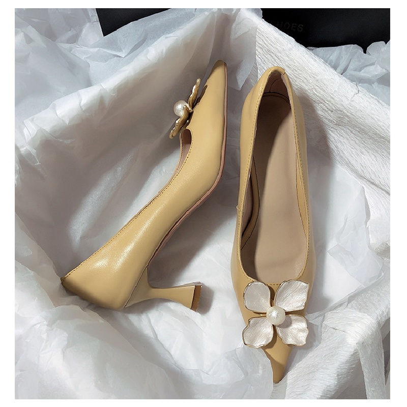 Giày Cao Gót Họa Tiết Hoa Phong Cách Retro Pháp Mới 2022 Cho Phù Dâu