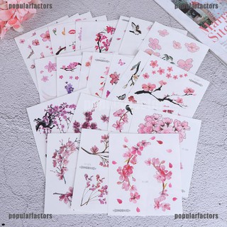 Miếng dán xăm mình tạm thời hình cành hoa anh đào kích thước 12x10.5cm