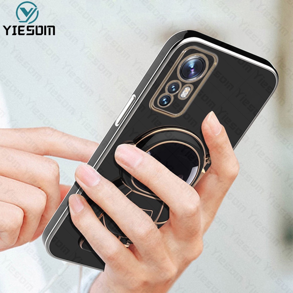 Ốp Điện Thoại Silicon Dẻo Vuông Mạ Màu Sang Trọng Có Giá Đỡ Cho Xiaomi 12 11T 10T 12T Pro Mi 11 12 Lite 5G NE