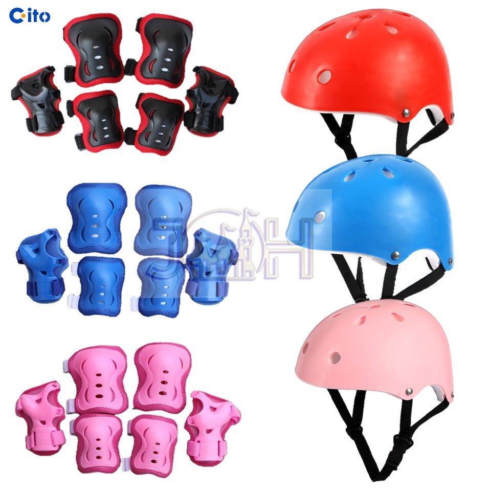 【Thuyền 24 giờ】 Xe đạp trượt patin trẻ em Mũ bảo hiểm Bảo vệ đầu gối Bộ đệm đầu gối cho môn trượt băng