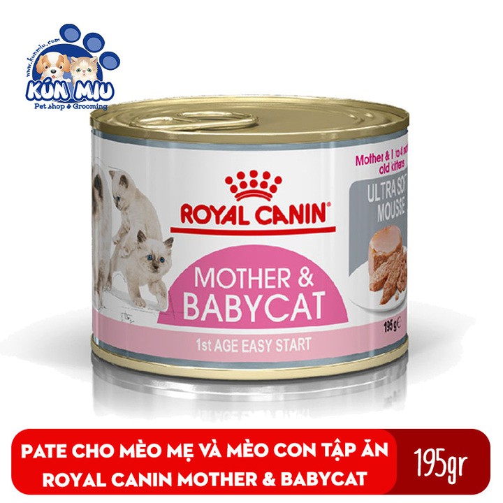 Thức ăn Pate cho mèo mẹ và mèo con tập ăn Royal Canin Mother &amp; Babycat hộp 195g