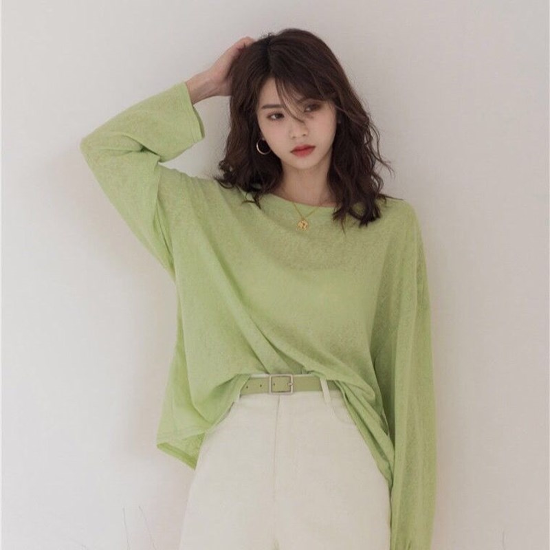 Áo thun tay dài dáng rộng thời trang Hàn Quốc cho nữ 2020