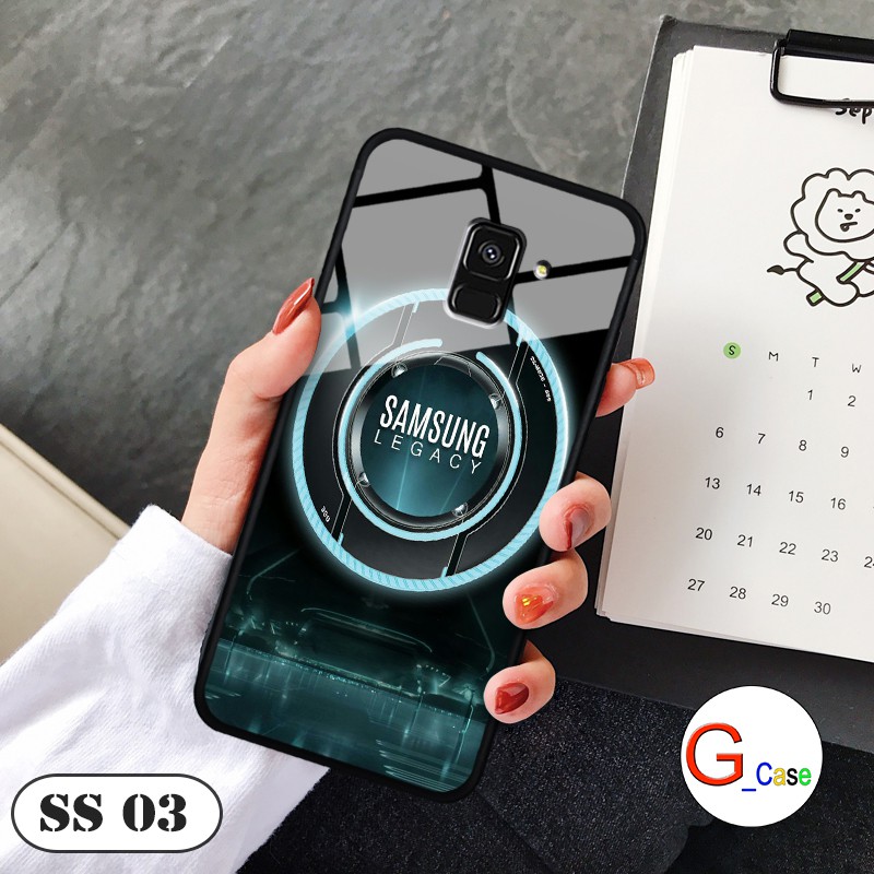 Ốp lưng Samsung A5 (2018)/A6 (2018)-lưng kính in logo hãng điện thoại