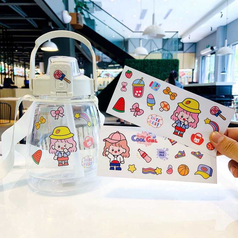 Combo 10 hình dán sticker cute chống thấm nước dễ thương dán mũ bảo hiểm xe laptop vali sổ bình nước 150x65mm