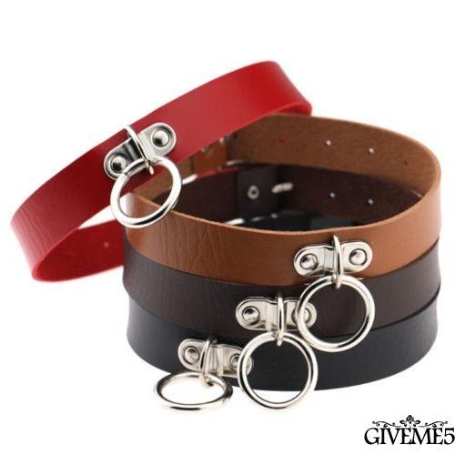 Vòng cổ choker da PU khoen tròn