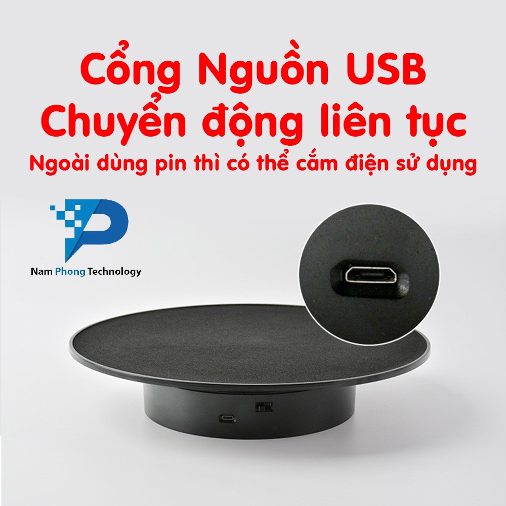 BÀN XOAY HỖ TRỢ CHỤP ẢNH SẢN PHẨM TỰ ĐỘNG 360ĐỘ QUAY TRÁI PHẢI - ĐẾ XOAY TRƯNG BÀY SẢN PHẨM - NAMPHONG TECHNOLOGY