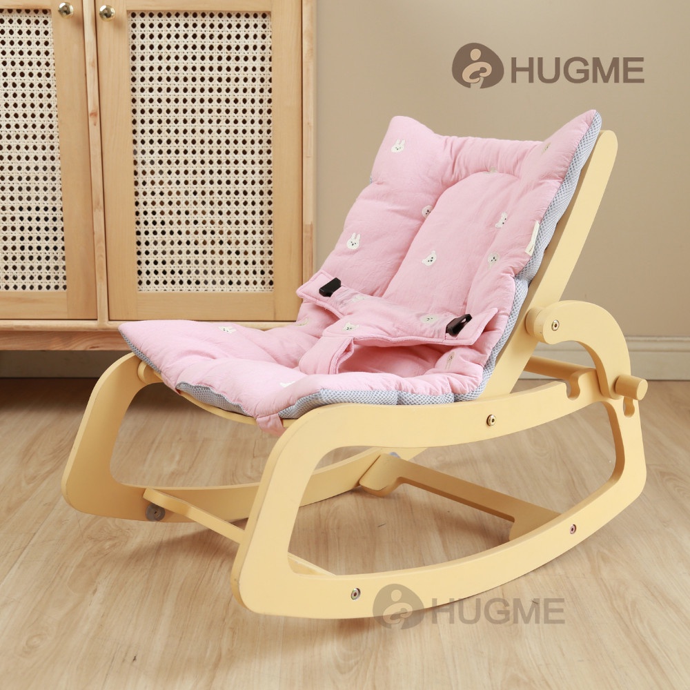 Ghế Bập Bênh Chân Gỗ Đa Năng Rocking Chair Hugme Cho Bé 2022 - Ghế Nằm Rung Cho Bé Đệm Điều Hòa 4 Mùa Thoáng Mát