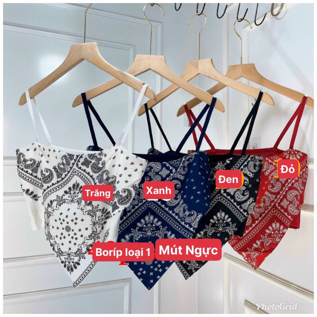 Áo 2 dây kiểu yếm họa tiết thổ cẩm tôn dáng xinh xắn chất bo tăm