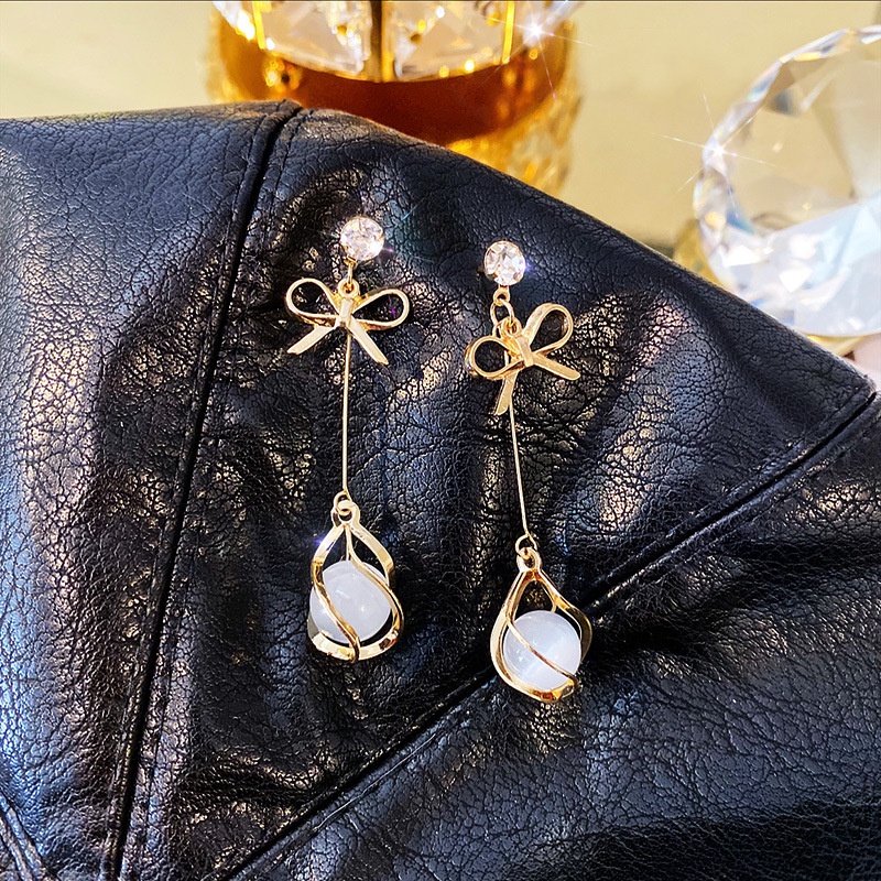 Bông Tai Mạ Bạc 925 Đính Hạt Ngọc Trai Nhân Tạo Phong Cách Hàn Quốc Thời Trang