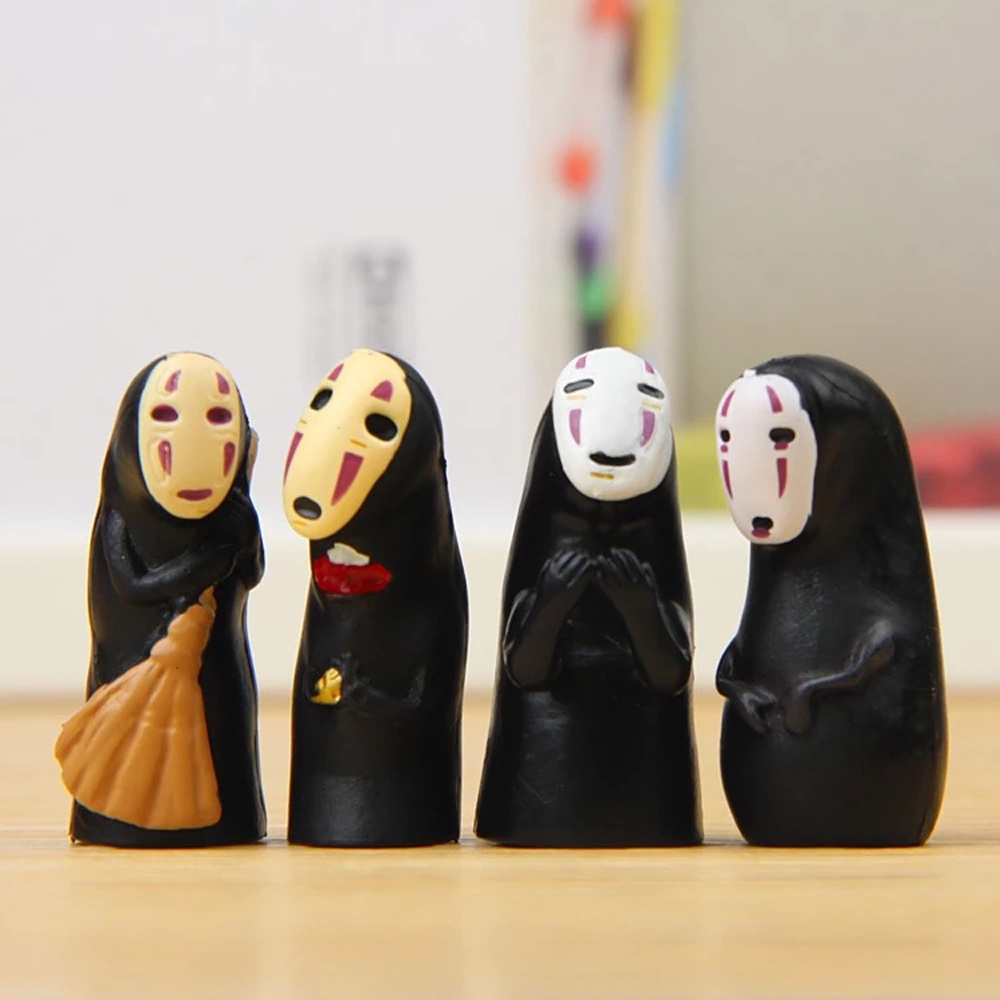 Set 4 mô hình đồ chơi nhân vật Vô Diện hoạt hình Spirited Away bằng pvc