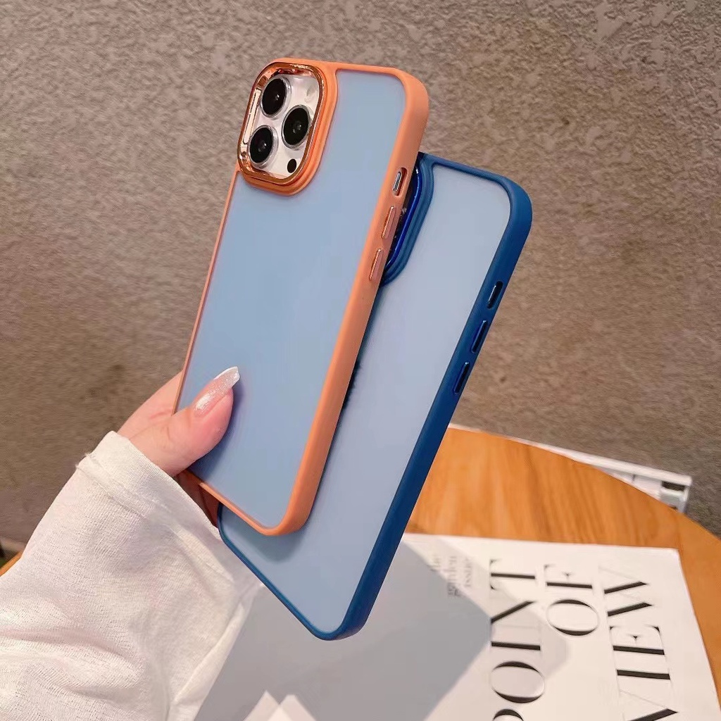 Ốp Điện Thoại Mạ Điện Chống Sốc Có Nút Kim Loại Cho iPhone 7 / 8 PLUS XS XR XSMAX 11 12 13 promax