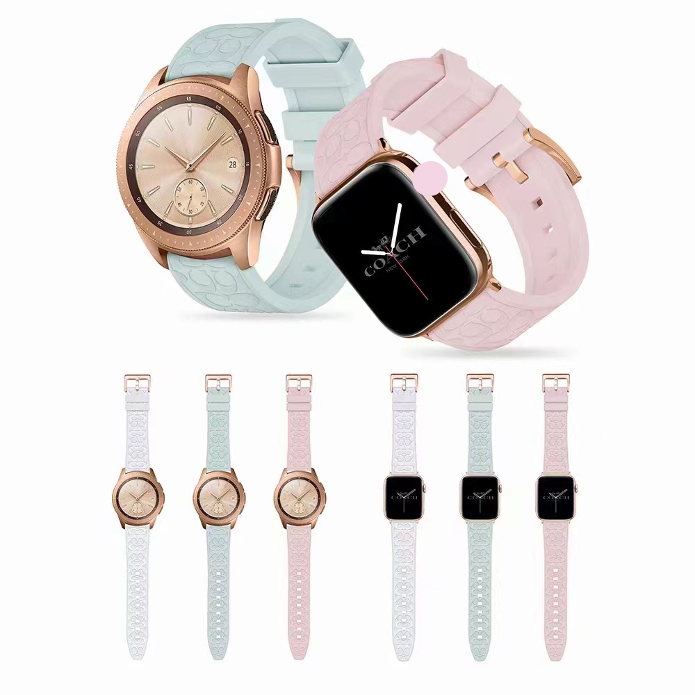 SAMSUNG Dây Đeo Cao Su Khóa Kim Loại Vuông Cho iwatch 45mm 41mm 44mm 40mm 38mm 42mm 7 6 5 SE 4 3 2 20mm 22mm