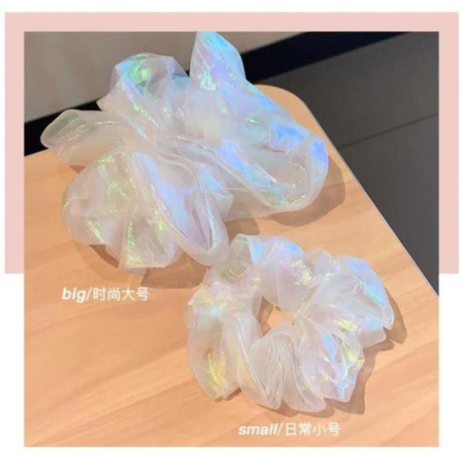 Dây buộc tóc bằng cao su bọc Organza lấp lánh dễ thương cho nữ C48