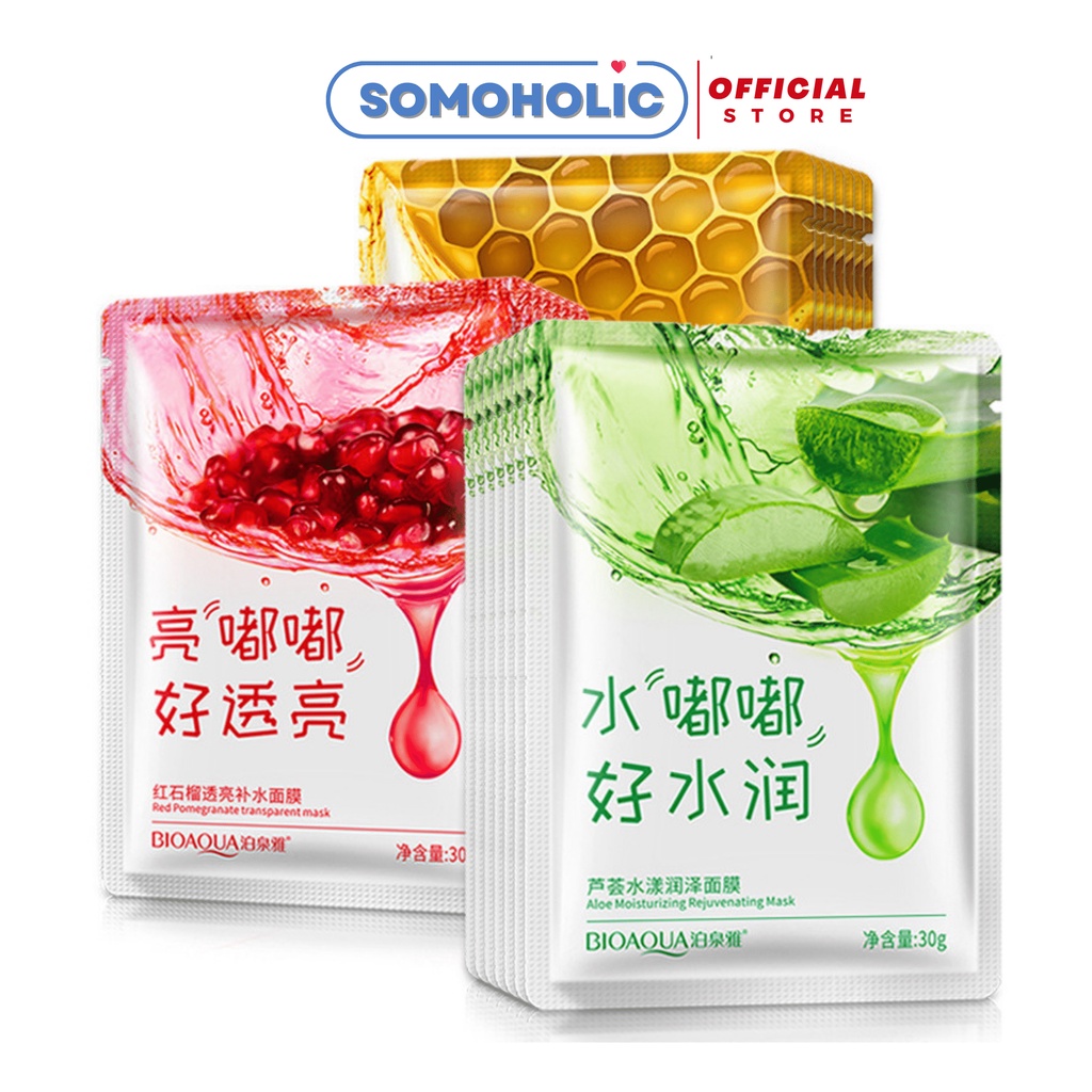 Mặt Nạ Giấy Dưỡng Trắng Da Cấp Ẩm Sạch Mụn Images Chiết Xuất Lô Hội Lựu đỏ Mật ong Somoholic MSK7