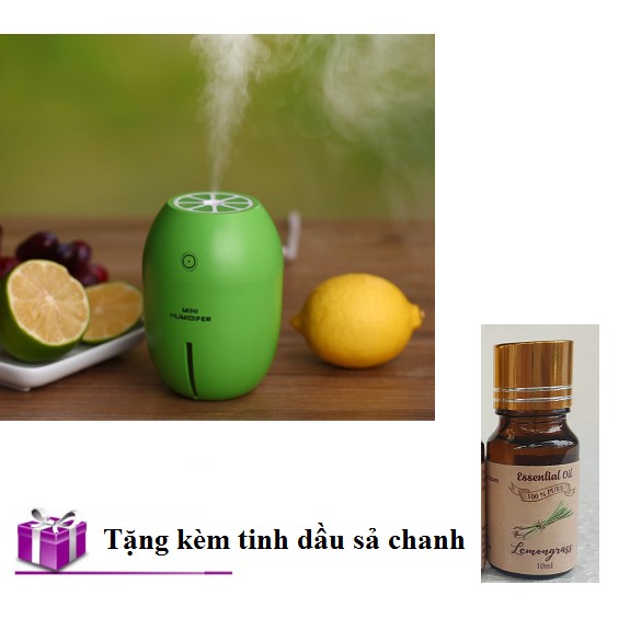 Máy khuếch tán tinh dầu tạo độ ẩm và đuổi muỗi Lemon Humidifer - Tặng kèm tinh dầu sả chanh