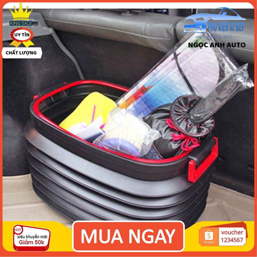 Thùng đựng đồ sau cốp ô tô co giãn 40 lít - loại to có nắp đậy by Ngocanh_auto