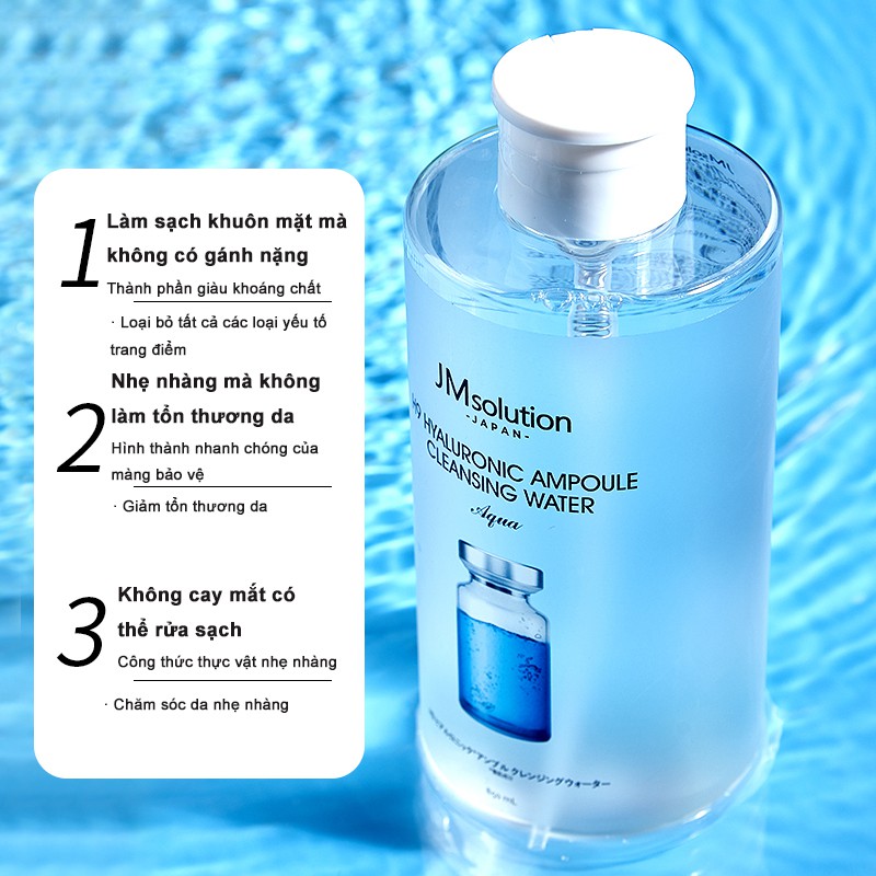JM Nước tẩy trang nhẹ nhàng không gây kích ứng Axit Hyaluronic JMSOLUTION 500ml
