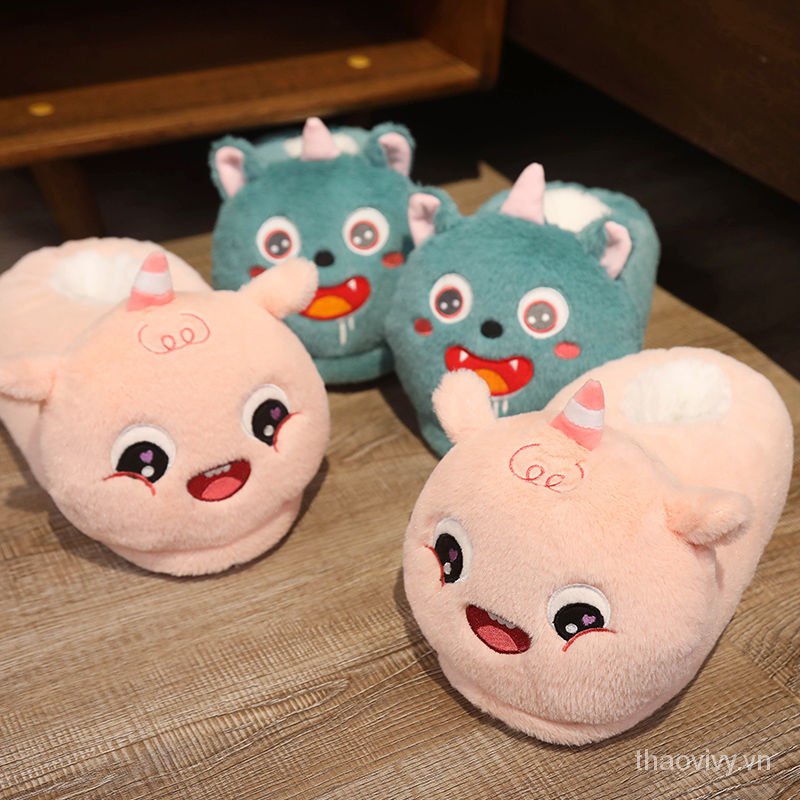 Dép Đi Trong Nhà Nhồi Bông Kiểu Dáng Hoạt Hình Ấm Áp Mùa Đông Cho Cặp Đôi