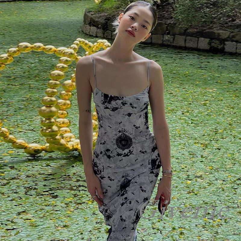 Đầm Hai Dây Dáng Ôm Họa Tiết Thiên Thần Thời Trang Mùa Hè Cho Nữ