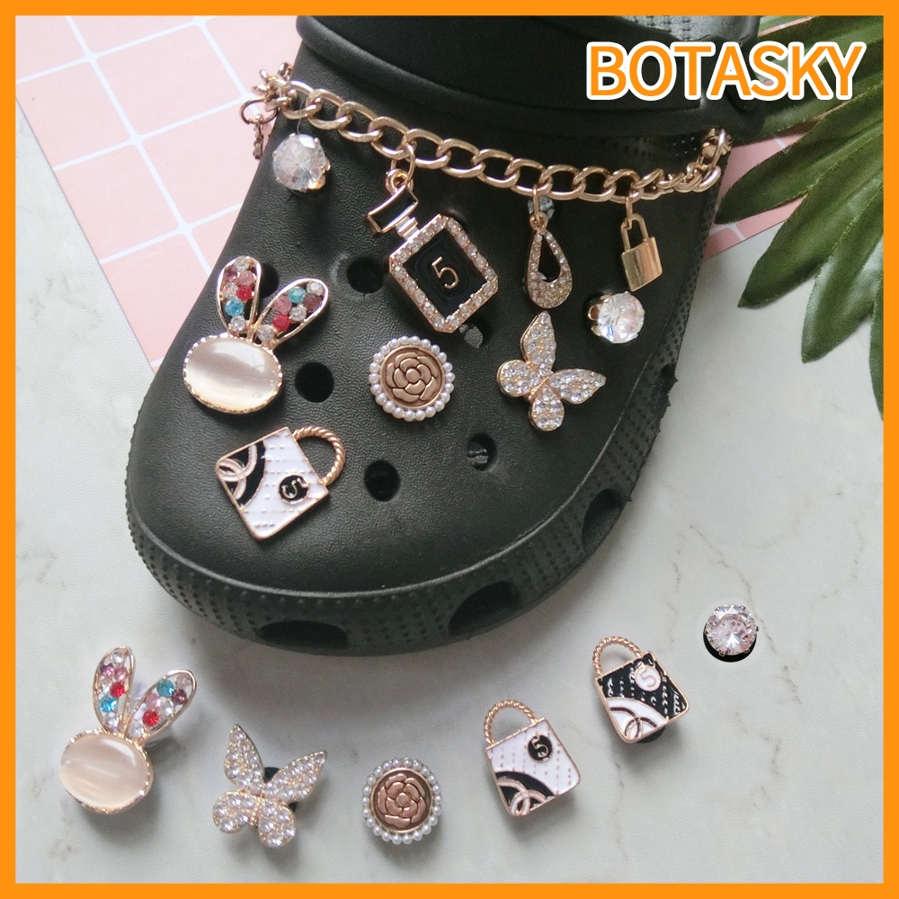 Phụ kiện khóa trang trí giày dép Crocs hình hoa bướm bướm đính đá