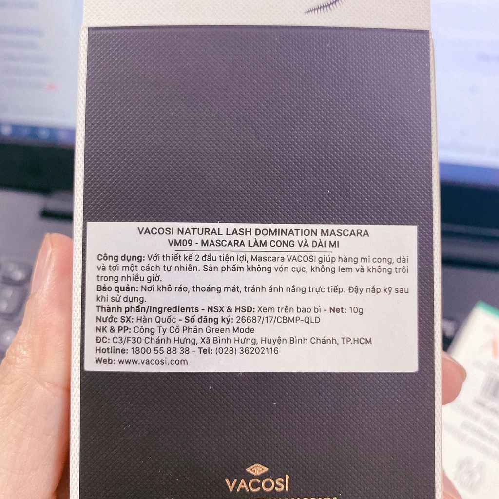 Mascara Làm Cong Và Dài Mi Vacosi VM09 Natural Lash Domination Mascara