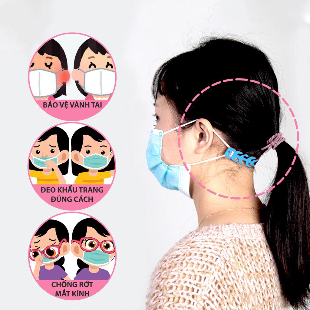 [Có Bán Sĩ] Tai giả đeo khẩu trang bằng cao su TPR nhiệt dẻo - chống đau tai - nhiều màu