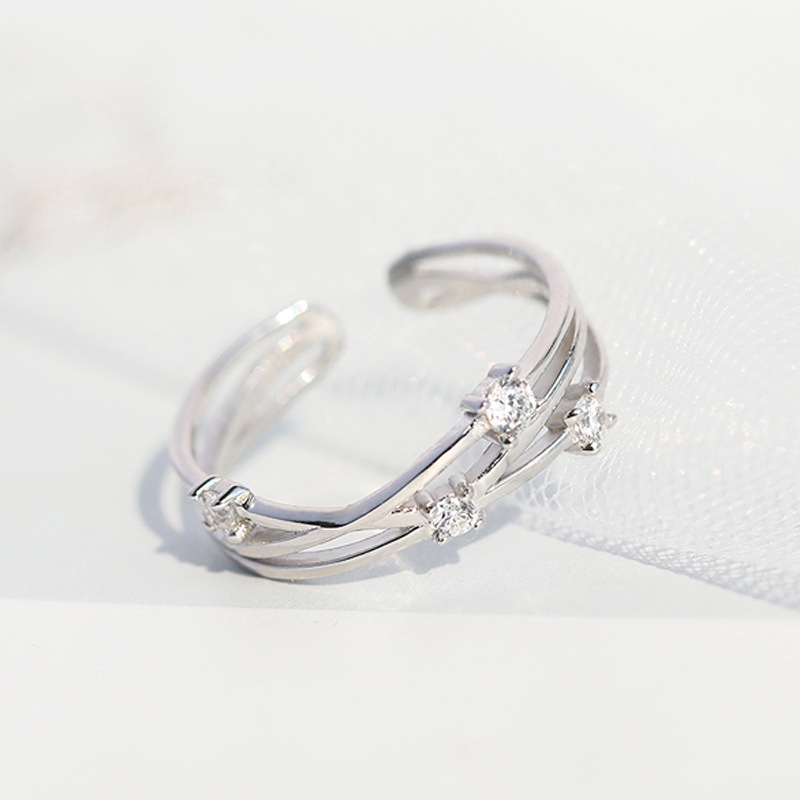 Cincin Kasual Nhẫn Hở Họa Tiết Sao Băng Sông Gợn Sóng Kiểu Gợn Sóng Thời Trang Cho Nữ