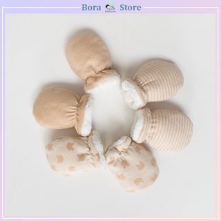 Bao tay cho bé chống trầy xước, giữ ấm mùa đông cho bé sơ sinh, cotton hữu cơ tự nhiên 100%