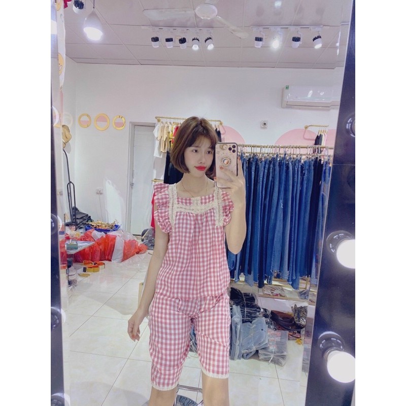 Bộ ngủ đũi cộc tay kẻ caro | BigBuy360 - bigbuy360.vn