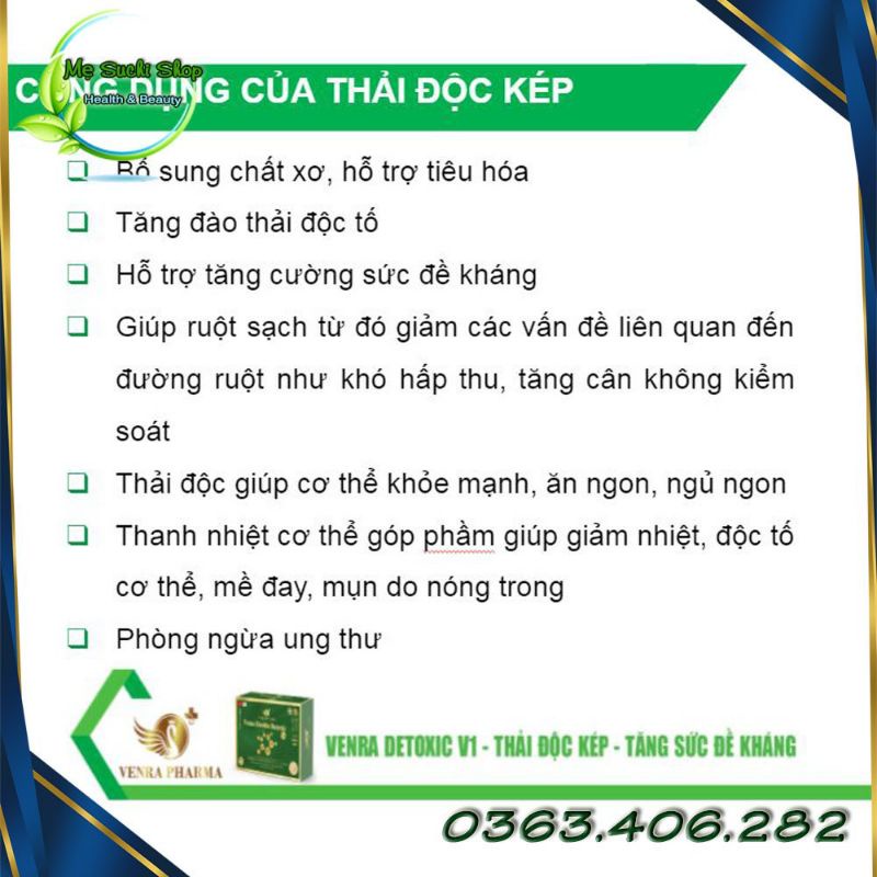 Thải độc Venra Double Detoxic V1 - Thải độc kép Venra Detoxic V1 - VENRA PHARMA