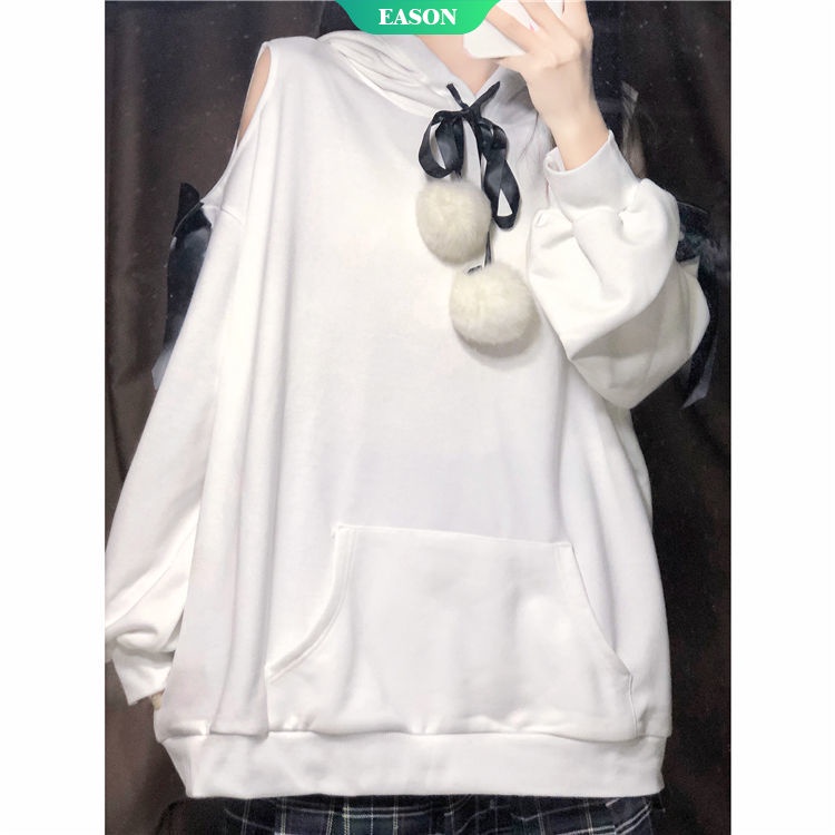 Áo Sweater Dáng Rộng Hở Vai Phối Nơ Thời Trang Thu Đông 2022