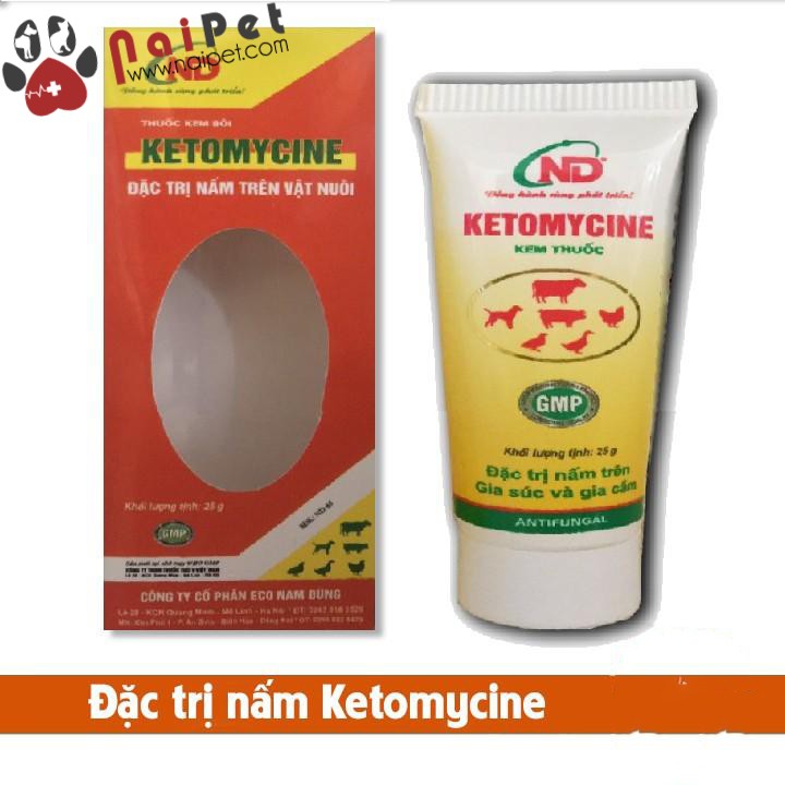 [Mã PET50K giảm Giảm 10% - Tối đa 50K đơn từ 250K] Kem Bôi Nấm Ketomycine ND Tuýp 25g Cho Gia Súc Và Gia Cầm