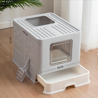 Nhà vệ sinh cho mèo 2 cửa có khay kéo đựng cát cao cấp