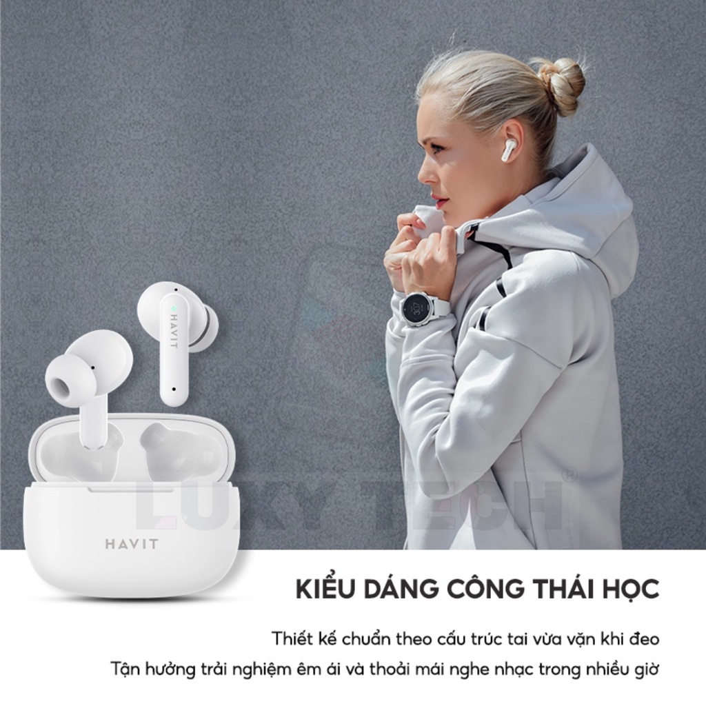 Tai Nghe Bluetooth TWS HAVIT TW967 BT 5.1, Thiết Kế Công Thái Học HĐ, Driver 10mm - Chính Hãng BH 12 Tháng