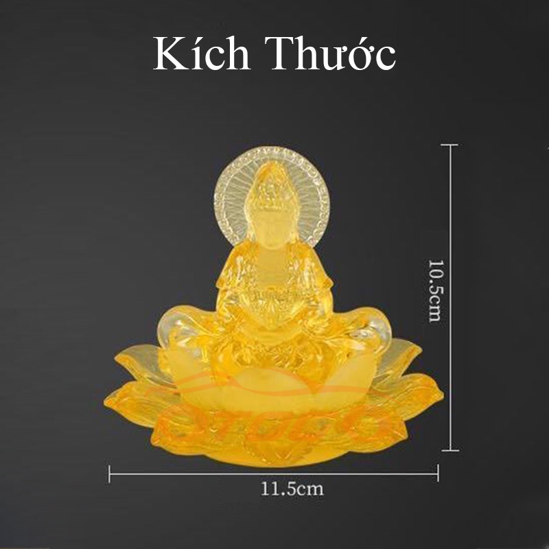 Phật Mẹ Quan Âm Vầng Sáng Giác Ngộ Đá Lưu Ly , Tượng Phật Bà Quán Thế Âm Cánh Lửa Để Taplo Ô tô