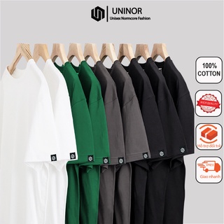 Áo thun trơn ngắn tay Uninor áo phông tay lỡ basic tee cotton form rộng màu đen trắng xám