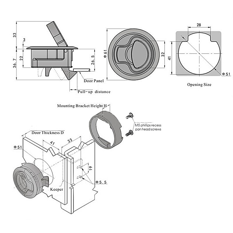 Tay Nắm Cửa 1 / 4 Inch Cho Xe Hơi